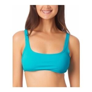 California Waves Womens Turquoise Ribbed Scoop Neck Bikini Top XS CW22099TT